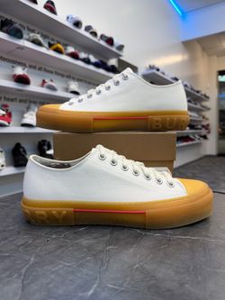 Burberry Logo Detail Cotton Trainer White