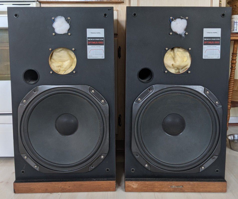 Large Pair of 15" Subwoofer Woofers with Cabinets