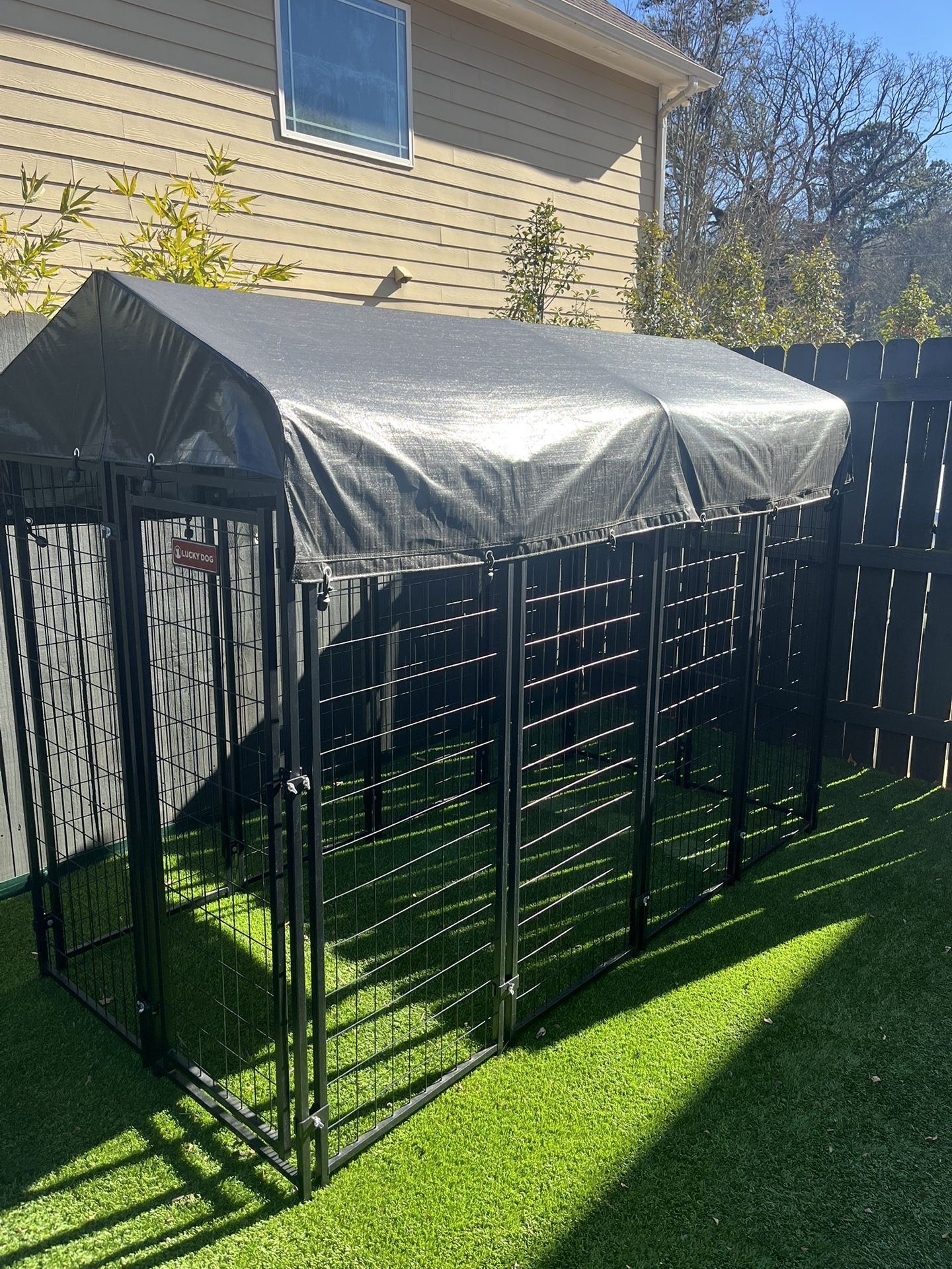 Outdoor, Steel, Dog Kennel With Canopy
