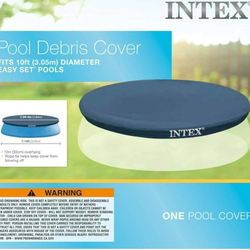 New Sealed 10 FT 3.05M Blue Round INTEX Easyset Above Ground Pool Debris Cover. The product is a new, sealed 10 ft (3.05m) round blue INTEX Easyset ab