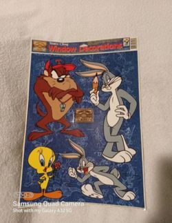 Vintage Looney tunes blues static cling window decorations