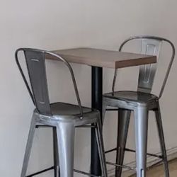 table and metal chair
