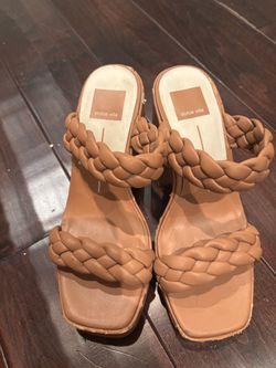 Dolce Vita Paily Braided Tan Block-Heel Sandals