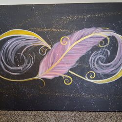36x24 Inch Acrylic Painting Infinity Feather