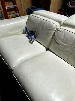 White leather recliner