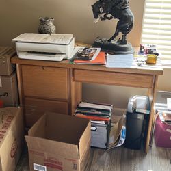 Heavy Wood Desk/filing Cabinet 