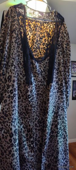 Leopard Print Robe and Slip Set