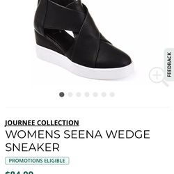 Black Heel Tennis Shoe Zip Up Size 9