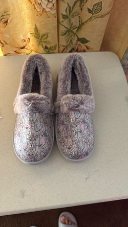Skechers Faux Fur Slip-On Slippers Dog Print