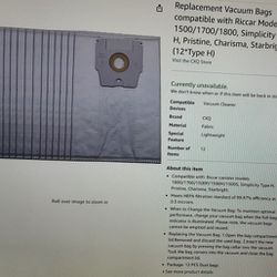 Replacement Vacuum Bags type H