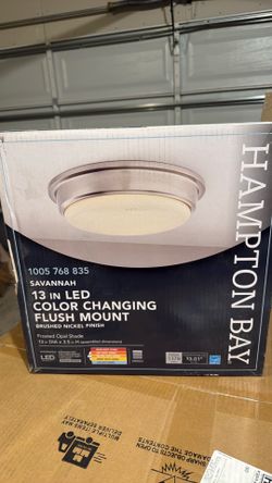 Hampton Bay Savannah 13 In LED Color Changing Flush Mount Brushed nickel  Fin