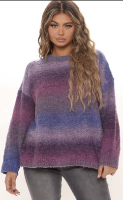 INC International Concepts Women’s Purple Blue Ombré Wool/Mohair Blend Sweater