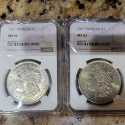 1921 Morgan Silver dollar MS 62  (x2)
