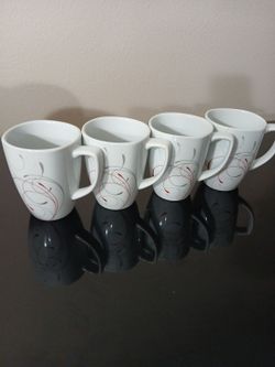 Corelle coordinates Red/Gray Swirl/ set of 4