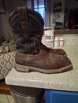 Brown Leather Pull-On Work Boots