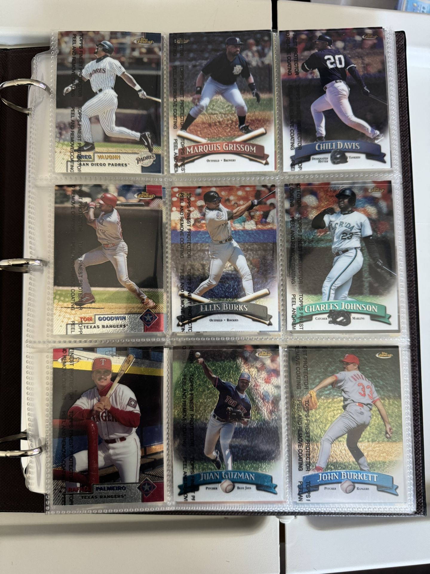 MLB Baseball Card Binder (25 Sheets with 9 Cards In Each Sheet).  All cards in good condition.  Various Years.