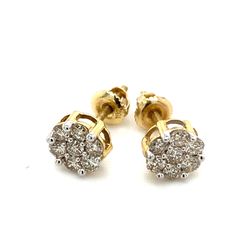 10k Gold Diamond Cluster Earrings Dower Style .5ctw 1.1grams 145462 8