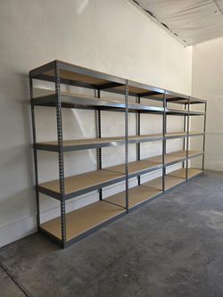 5 Tier Shelving 48 in W x 24 in D American Made Used Heavy Duty Steel Boltless Storage Racks Delivery Available