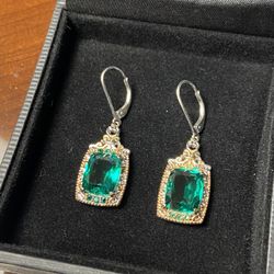 GREEN QUARTZ DOUBLET STERLING EARRINGS