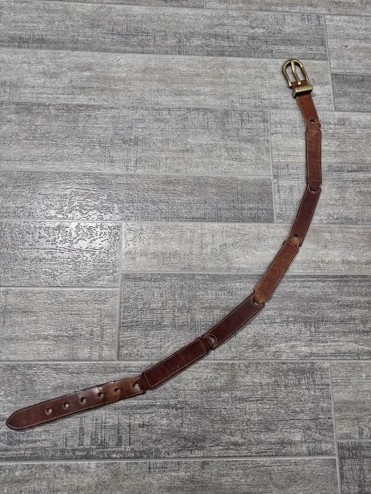 Fossil Leather Brass Buckle Women's Segmented Belt Brown Size M