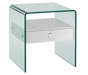 Glass Waterfall Edge End Table / Nightstand