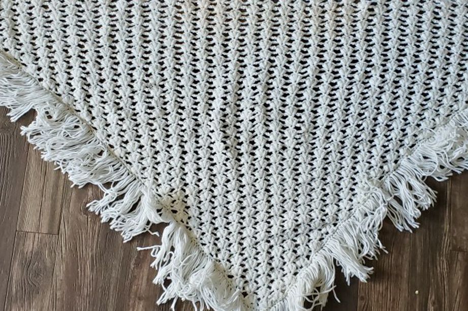 Fringe Crochet Shawl White