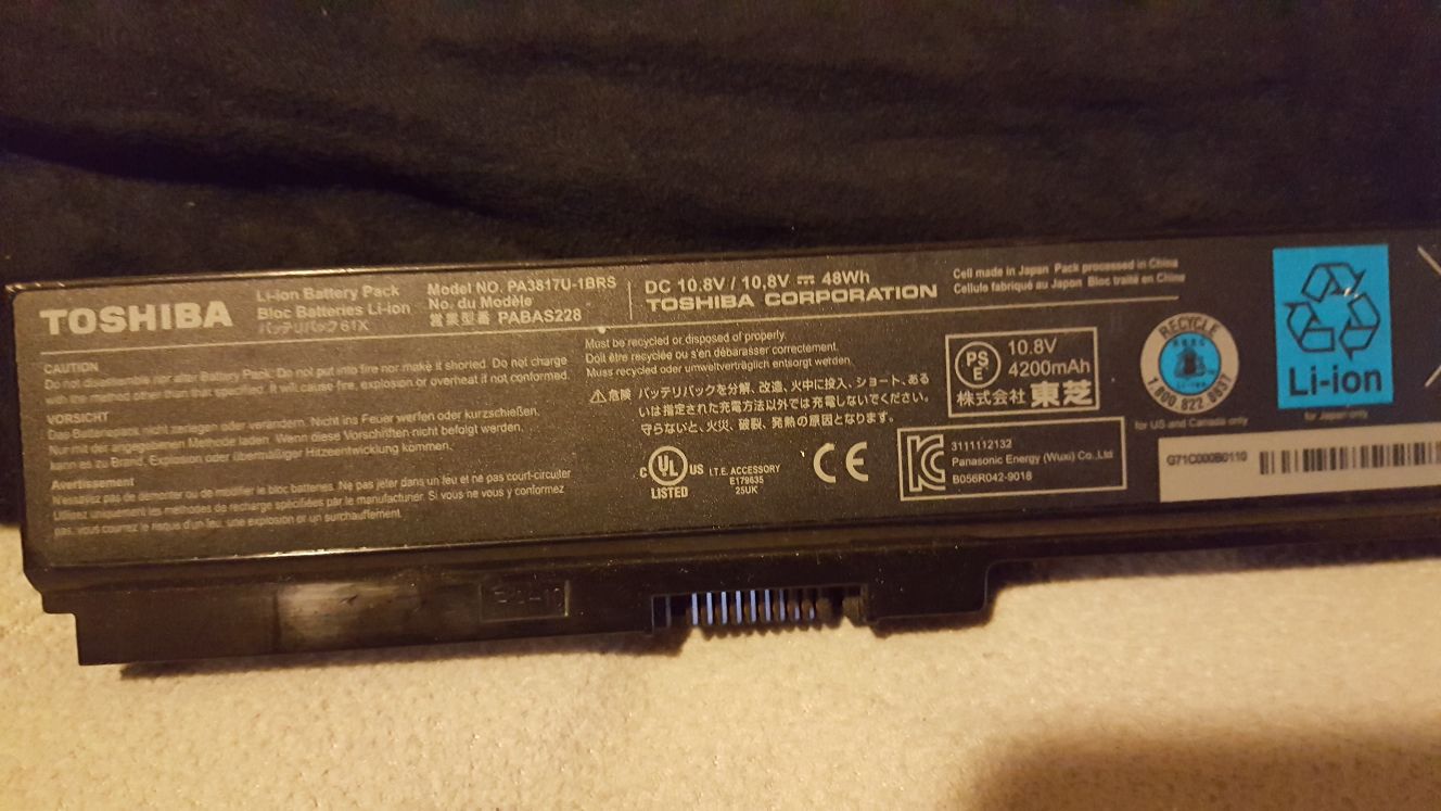 Toshiba battery for laptop