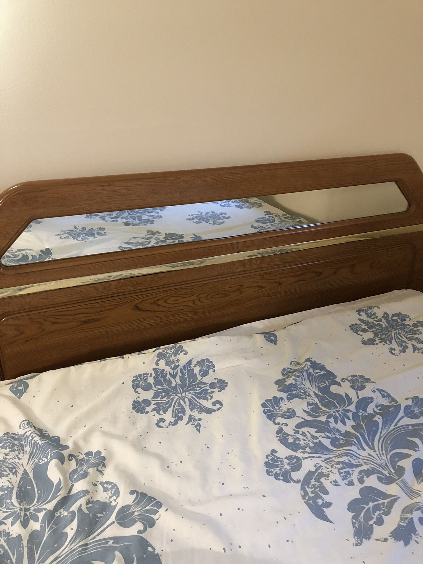 Queen Size Headboard, Frame W/firm Mattress