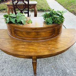 Antique Crescent double layered Coffee Table with organic planter inserts