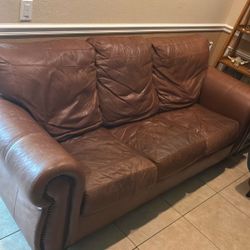 Brown Leather Sleeper Sofa