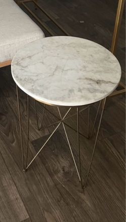 Round Marble Top Side Table Gold Base