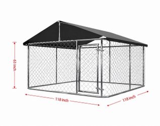 10 x 10 Galvanized Pet Dog Kennel Cage with Cover