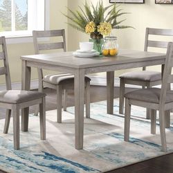 ✅️✅️5 pc grey finish wood dining table set padded seat chairs✅️✅️✅️