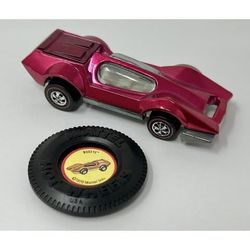 RARE 1970 Hot Wheels Redline Bugeye Rose Red w/Button - USA