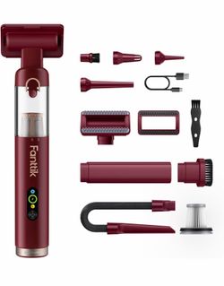 Fanttik Slim V10 APEX Cordless Car Vacuum, 4-in-1 Handheld Vac (Red) 19kPa Suction Power, Upgraded Smart Digital Display, 2 Suction Modes for Car, 3D 
