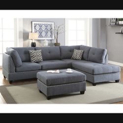 New Gray Sectional Sofa Couch ottoman 