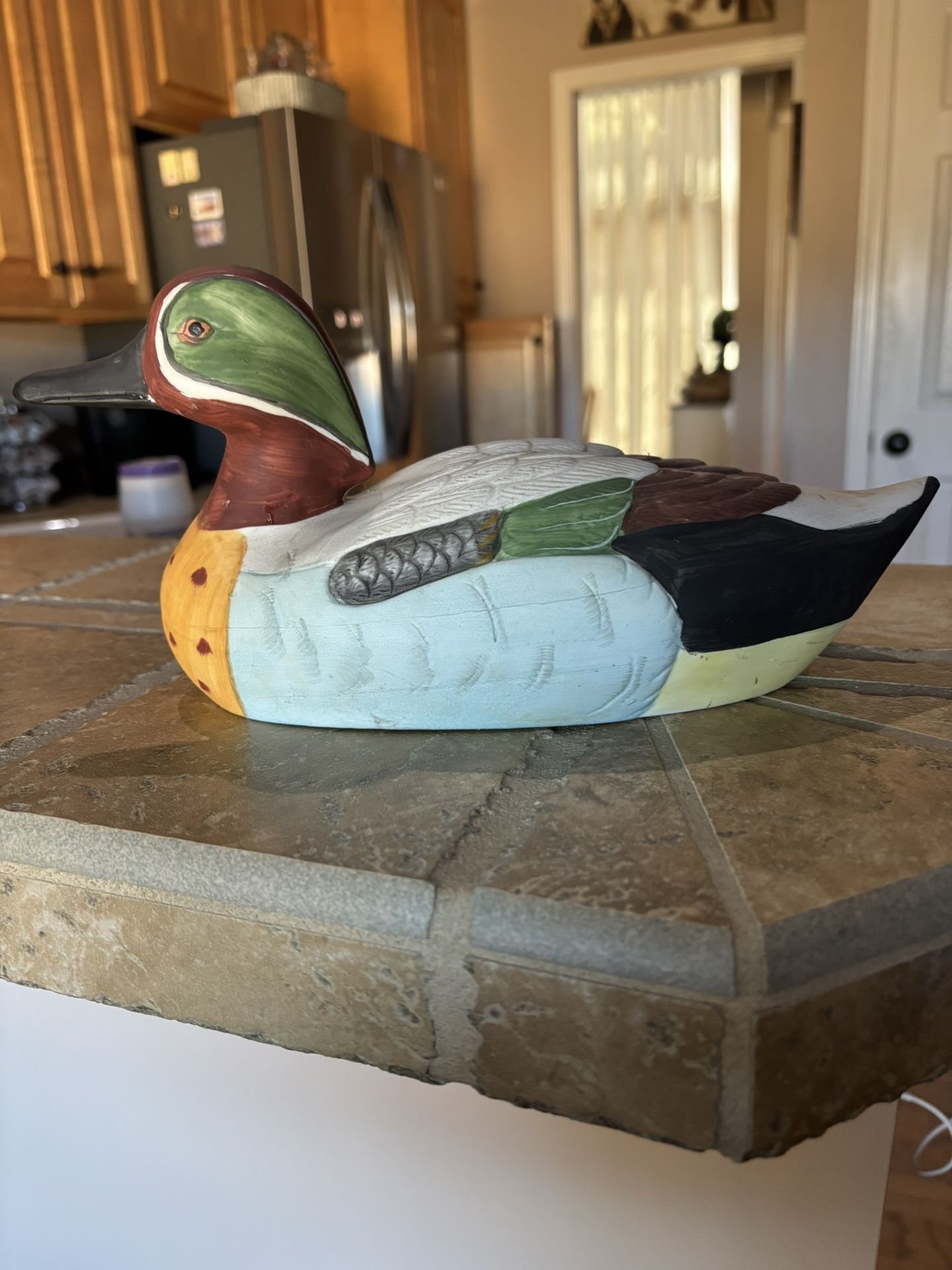Vtg Handpainted Ceramic Duck Decoy Signed By J. Byron