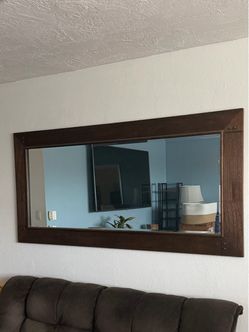 Large Wall Mirror with Dark Wood Frame
