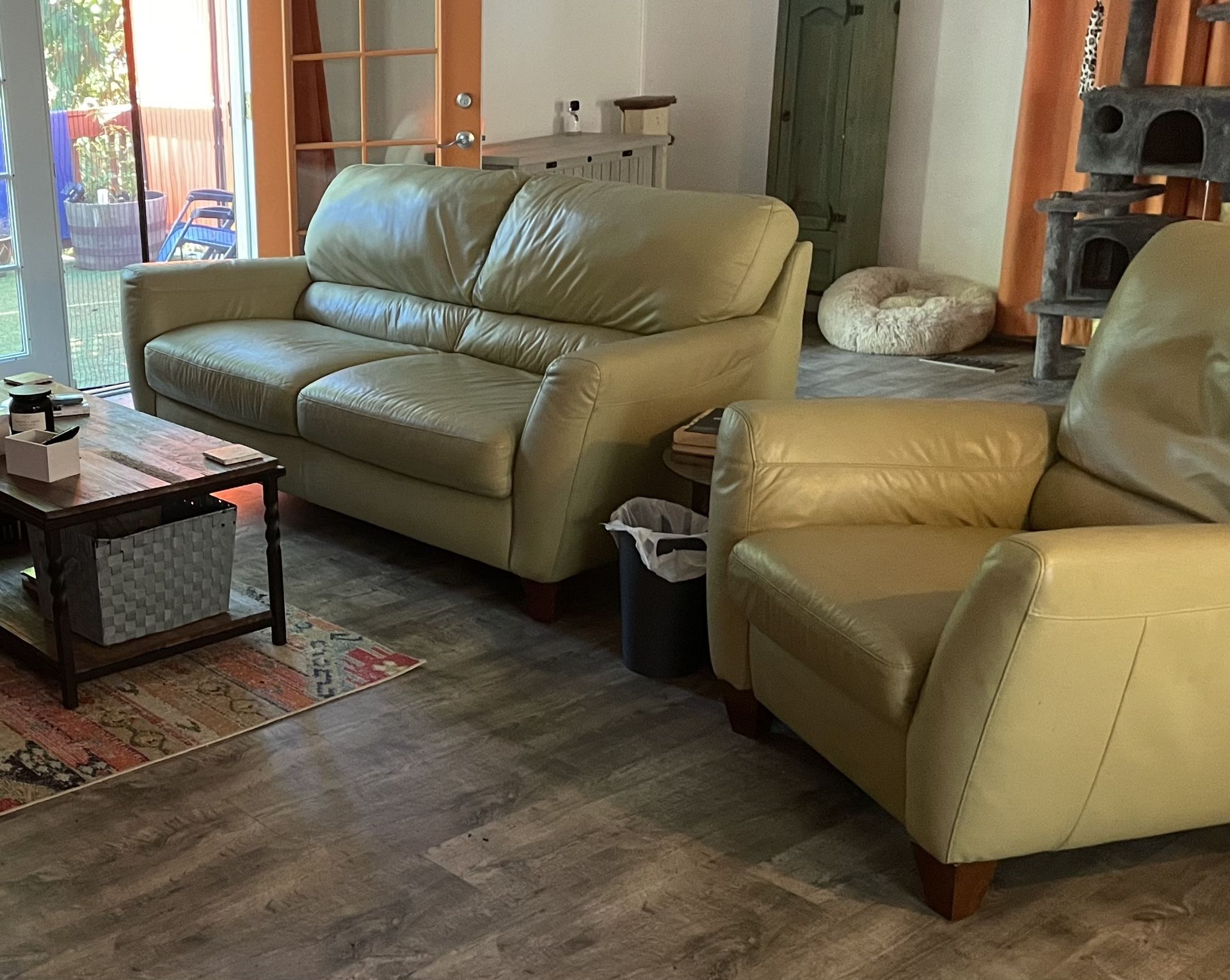 Macy’s Genuine Leather Sofa & Recliner 275 Firm for Sale in Sandy, OR