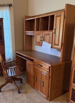 Oak desk and chair