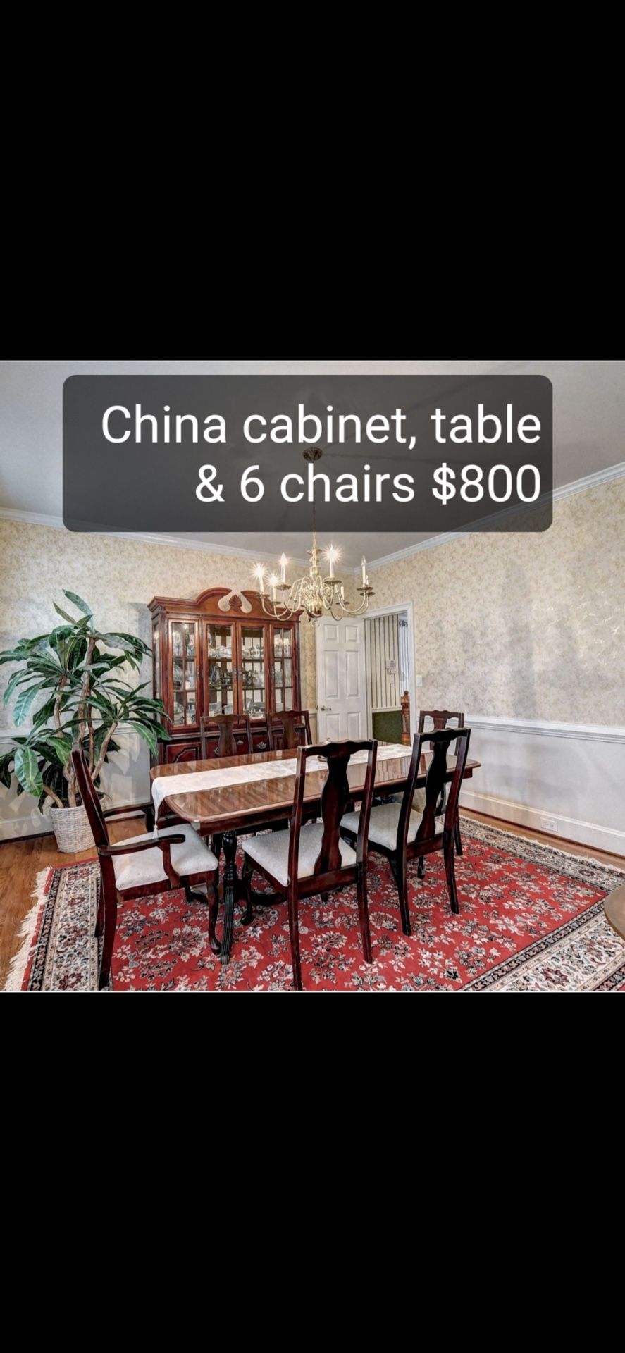 China Cabinet Table And 6 Chairs