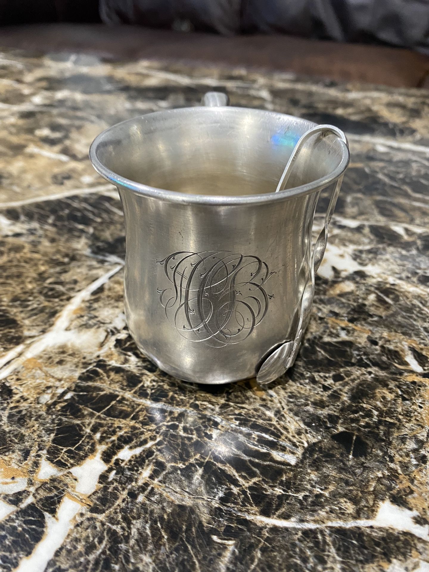 Sterling Silver Sugar Cup And Sugar Cube Grabbers 