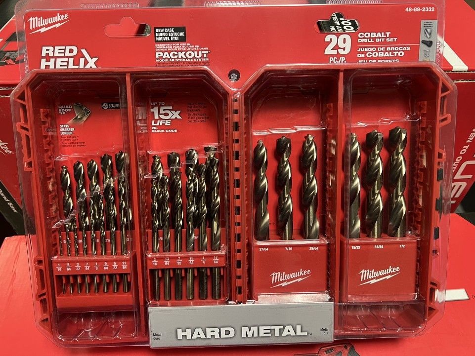 Milwaukee Cobalt Red Helix Drill Bit Set Drill DeWalt Ryobi Makita 29pc