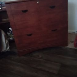 Solid Wood 2 Drawer File Cabinet 