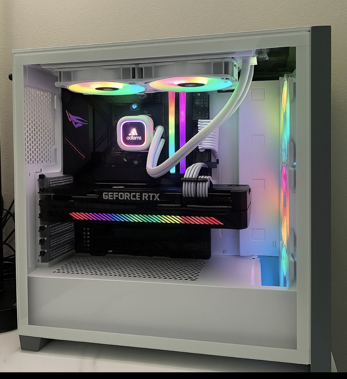 White RGB Gaming PC – RTX 3070 Strix, Ryzen 5 5600X, 16GB RAM – Clean Aesthetic Build