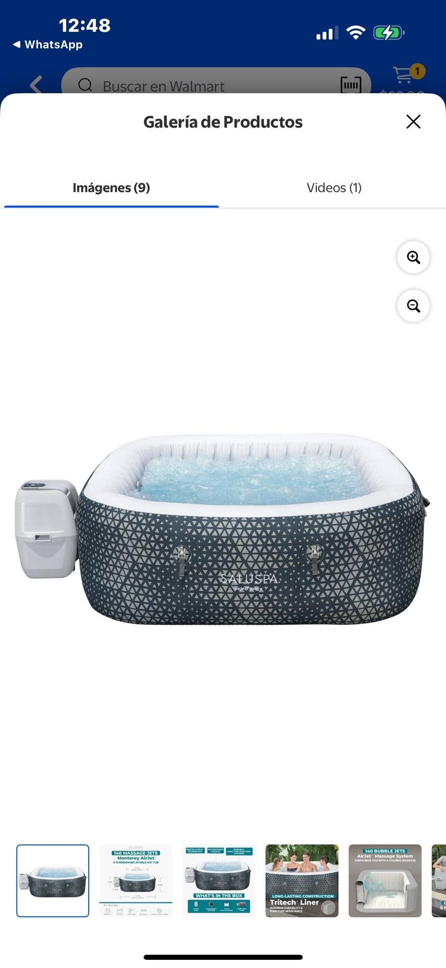 SaluSpa Bañera de Hidromasaje Cuadrada Inflable para Exteriores Monterey 4-6 Personas con Bomba P08411