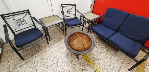 Patio Conversation Set w/ Fire Pit, Loveseat, Chairs & Tables