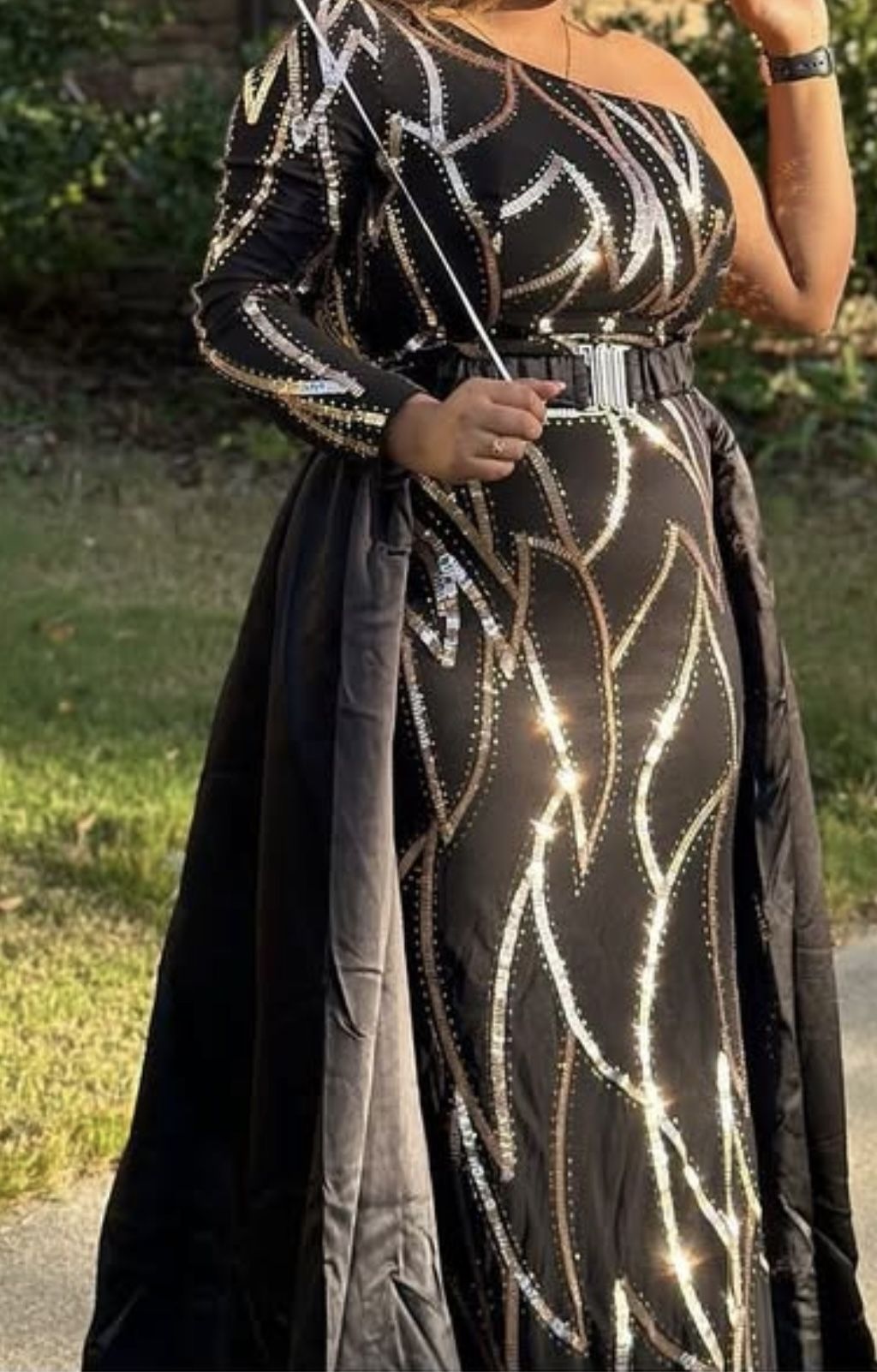 Long Golden Black Dress Also Can Wear In Prom
