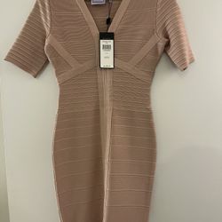 Herve Leger Pink Short Sleeve Dress