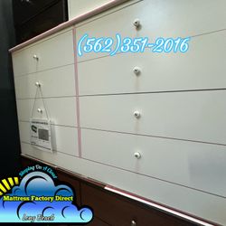 White Pink Eight Drawer Dresser New Chest Cajonera Comoda Nueva 